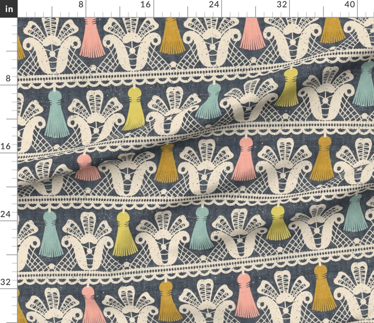 Various Fabrics by the Yard or Fat Quarter Pastel Tassels Lace Stripe Sewing Room Distressed Custom Printed Fabric by Spoonflower